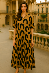 Vestido Safari ancho punto de algodón , 3 estampados, tallas (36-54)made in Oporto