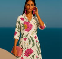 Amores shirt dress, 4 prints, sizes (36-52) see footwear section 25