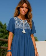 Up to -50% OFF HABIBI embroidered cotton dress, 4 colors, one size (38-46)