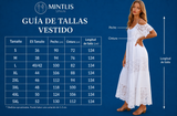Mintlis women, cotton lace embroidery brocade, Lanzarote dress, (36-52) white