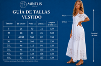 Mintlis women, cotton lace embroidery brocade, Lanzarote dress, (36-52) white