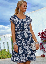 Claire printed chiffon dress, sizes (36-50) (see video)