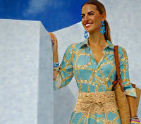 Vestido Casilda estampado camisero botones bolsillos, fajín incluido, tallas (36-52) (vídeo)