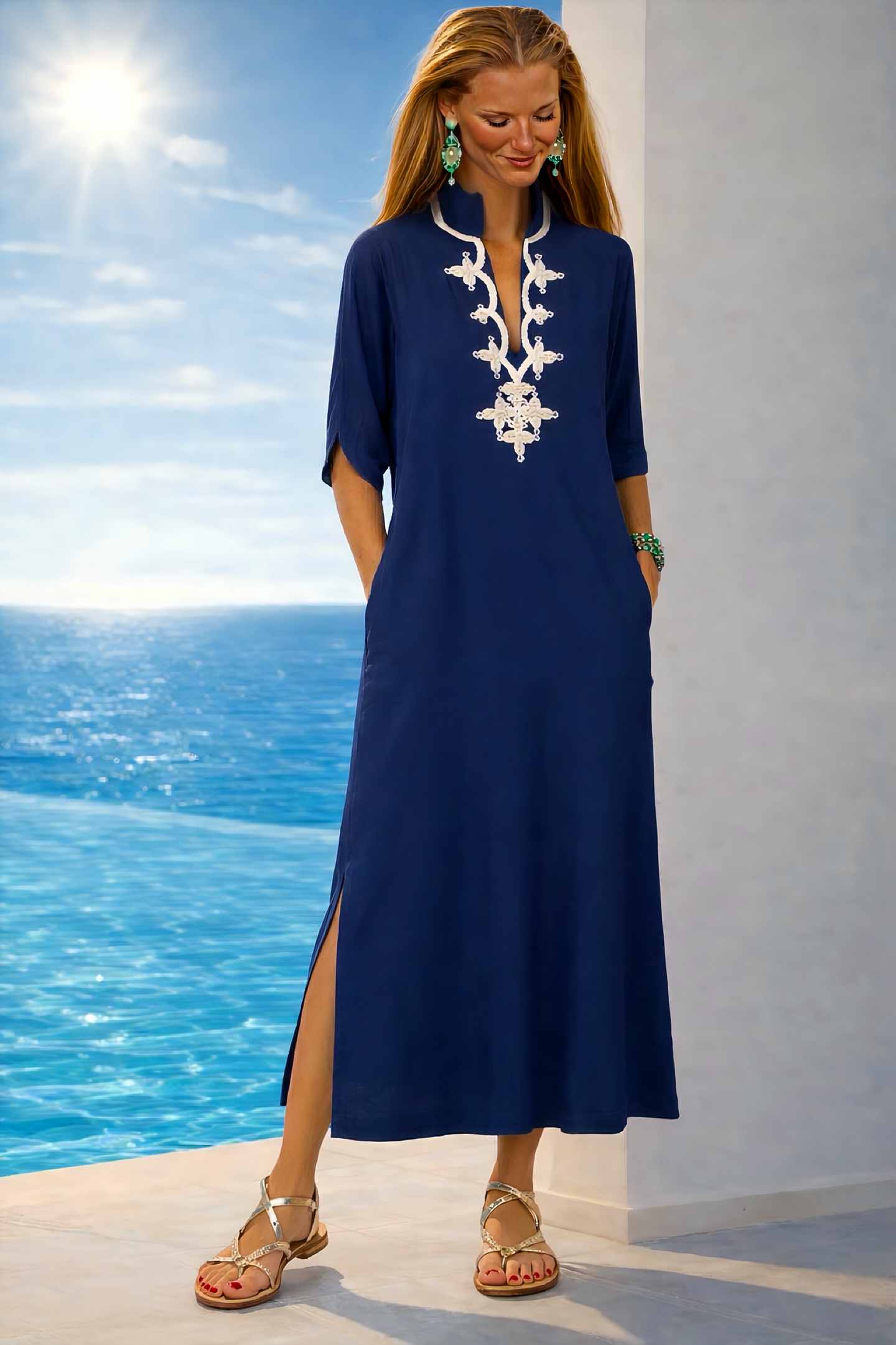 Vestido ⭐️ Lily de Lino bordado, 4 colores, tallas (36-50) vídeo