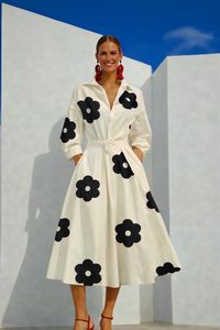 Vestido Margaritas flores estampado algodón, tallas (36-52) vídeo