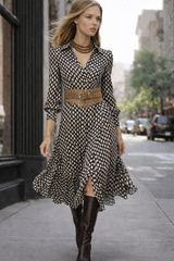 Lara cotton chiffon dress with belt, various colors and sizes (34-46)