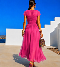 Quevedo dress in stretch Lycra, stretch bust and waist, chiffon, viscose, 2 colors, sizes (34-48) video