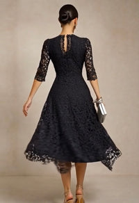 Vestido Amori negro bordado con forro, tallas (36-48)