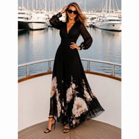 Nadia chiffon dress with cummerbund, black and navy, sizes (34-48) video