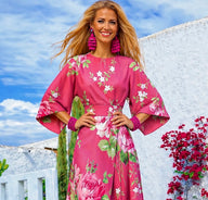 Vestido Pinky flower punto algodón licra, tallas (34-52) vídeo