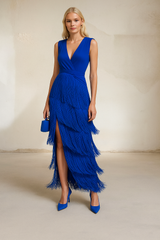Vestido Candela flecos 3 colores, tallas (36-48)