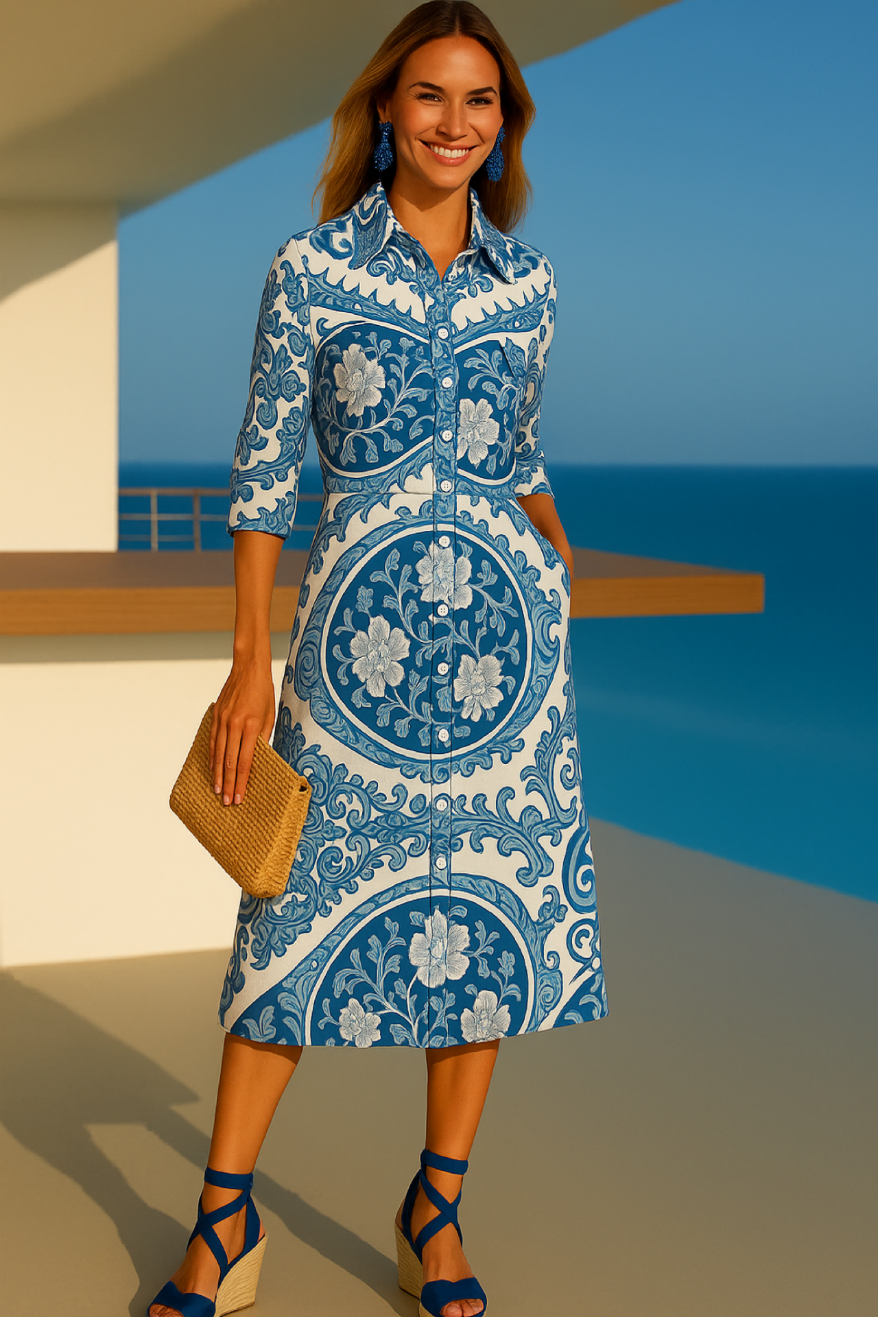Vestido Sky azules camiseros, 3 estampados,tallas (36-52)