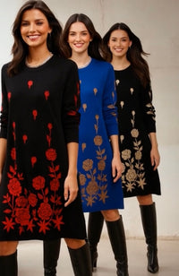 Barbara dress, cotton-lycra knit, below the knee, 4 colors, sizes (36–50)