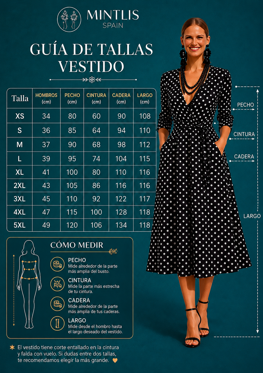 Vestido Romeria cruzado lunares algodón, tallas (34-50) video