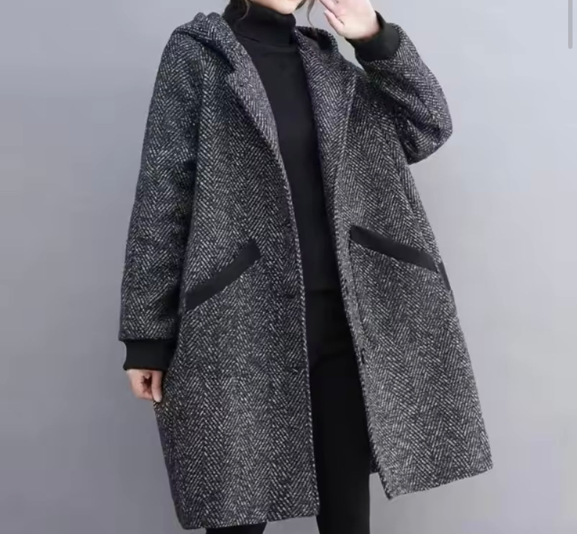 Mintlis women, herringbone wool, Montecarlo trech coat, sizes (36-48)