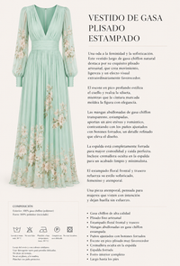 Suad printed dress with sleeves, front, back, fully pleated chiffon, sizes (34-48) video