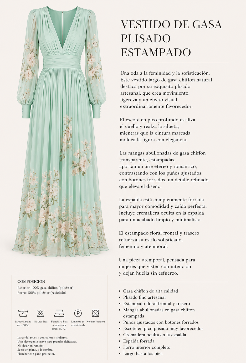 Suad printed dress with sleeves, front, back, fully pleated chiffon, sizes (34-48) video