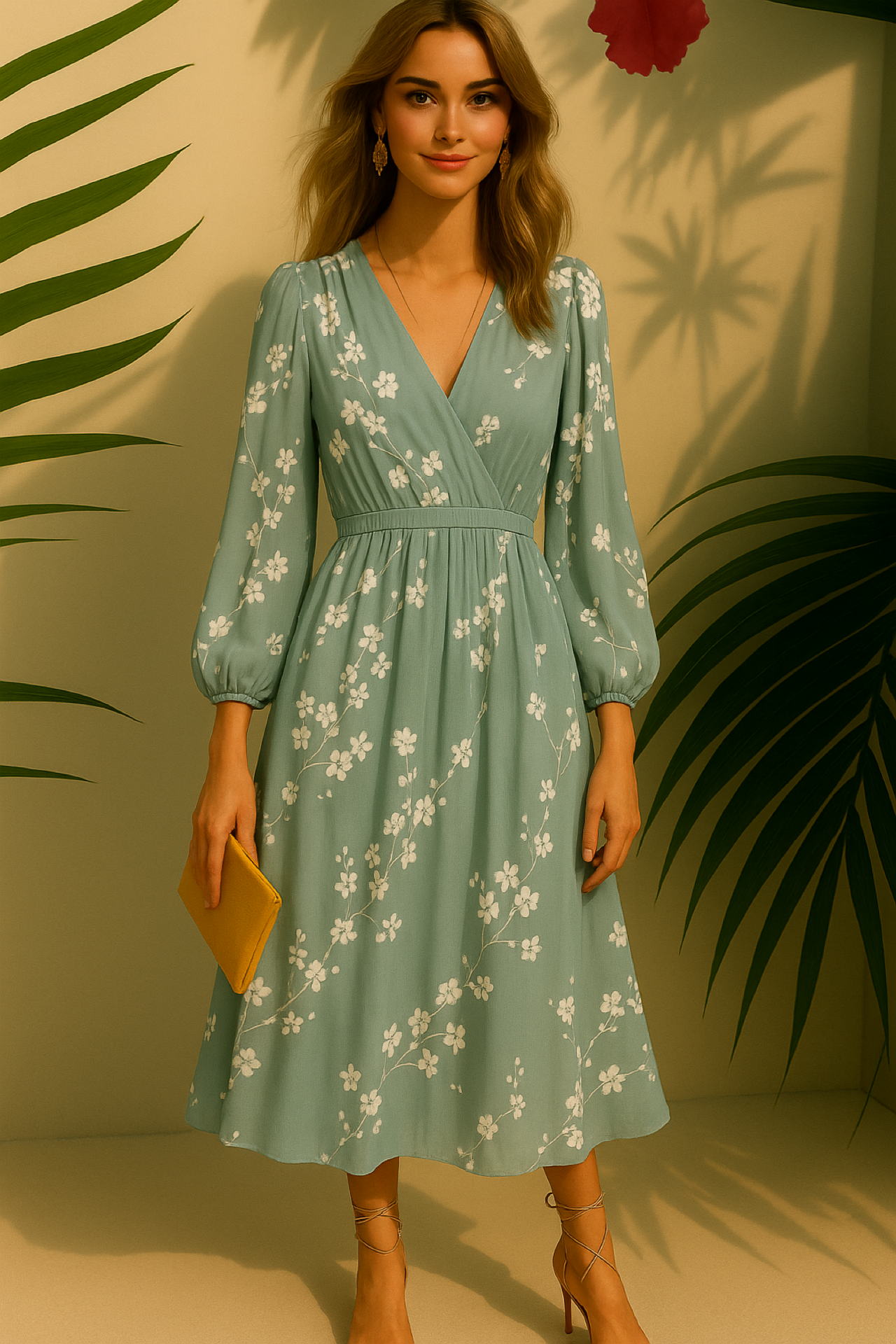 Diana dress, below the knee, 4 prints, sizes (36-48)
