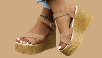 Raffia Wedges Dubai Sandals, 3 colors, Made in Spain