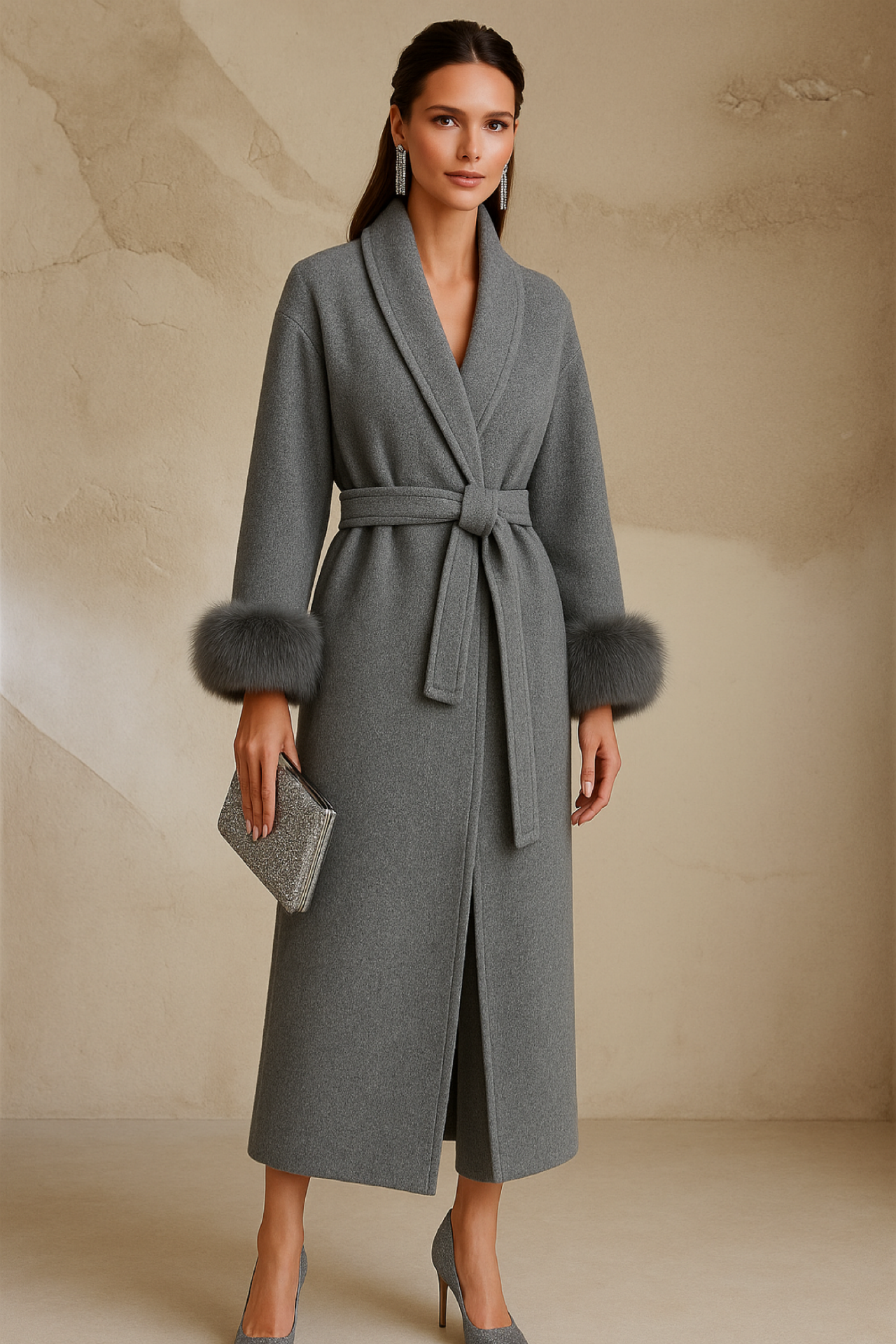 Alaska frock coat, 100% wool, pockets and belt, 3 colors. Sizes (36-48)