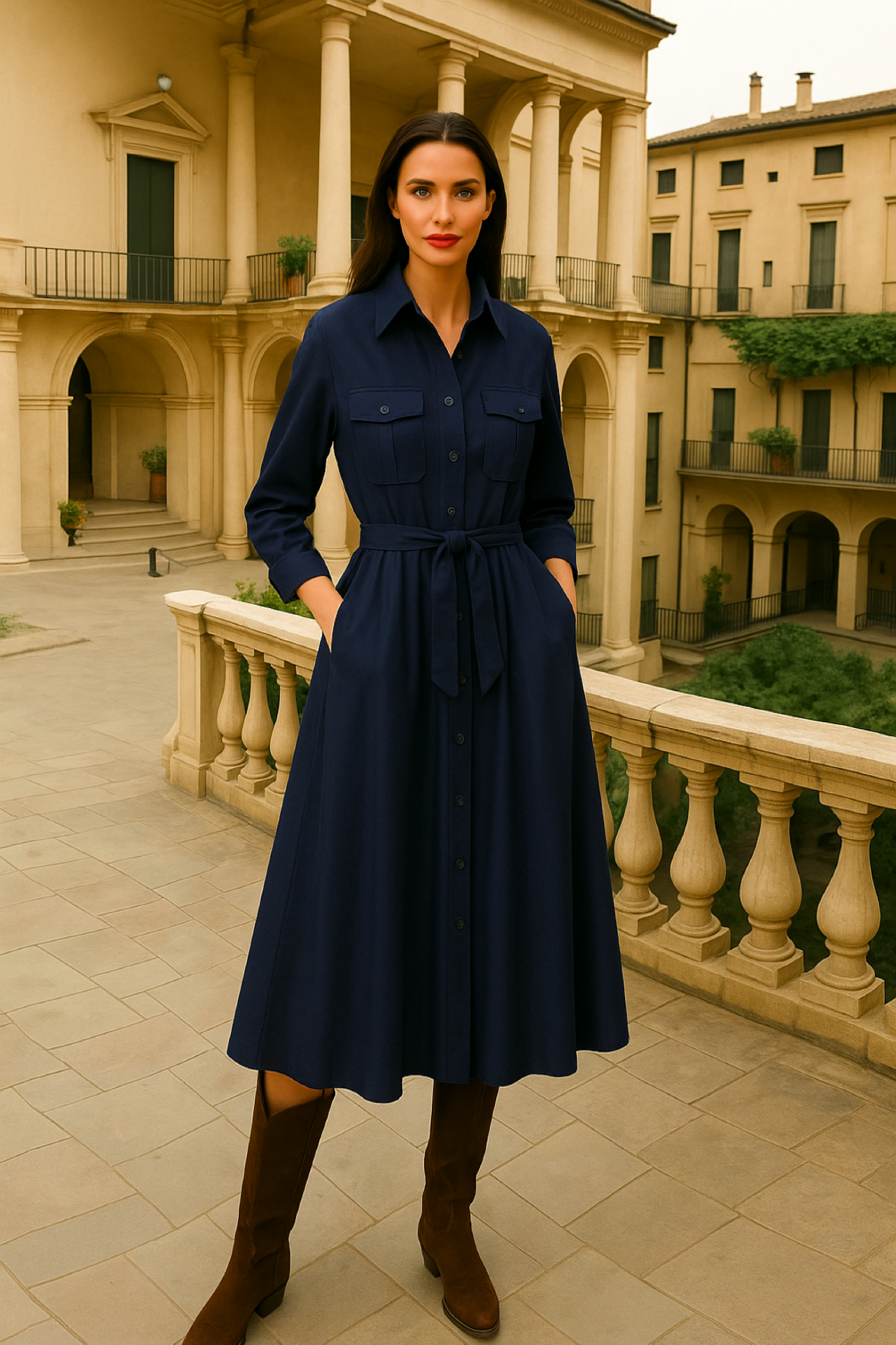 Vestido Anita camisero punto de algodón licra, 2 colores , tallas(36-50)