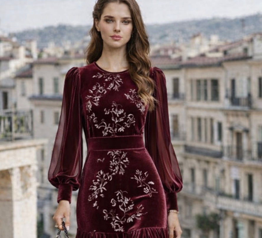 Vestido Sarah terciopelo algodón licra, 3 colores, tallas(36-48)