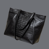 Sac Cendrillon Crocodile en cuir noir