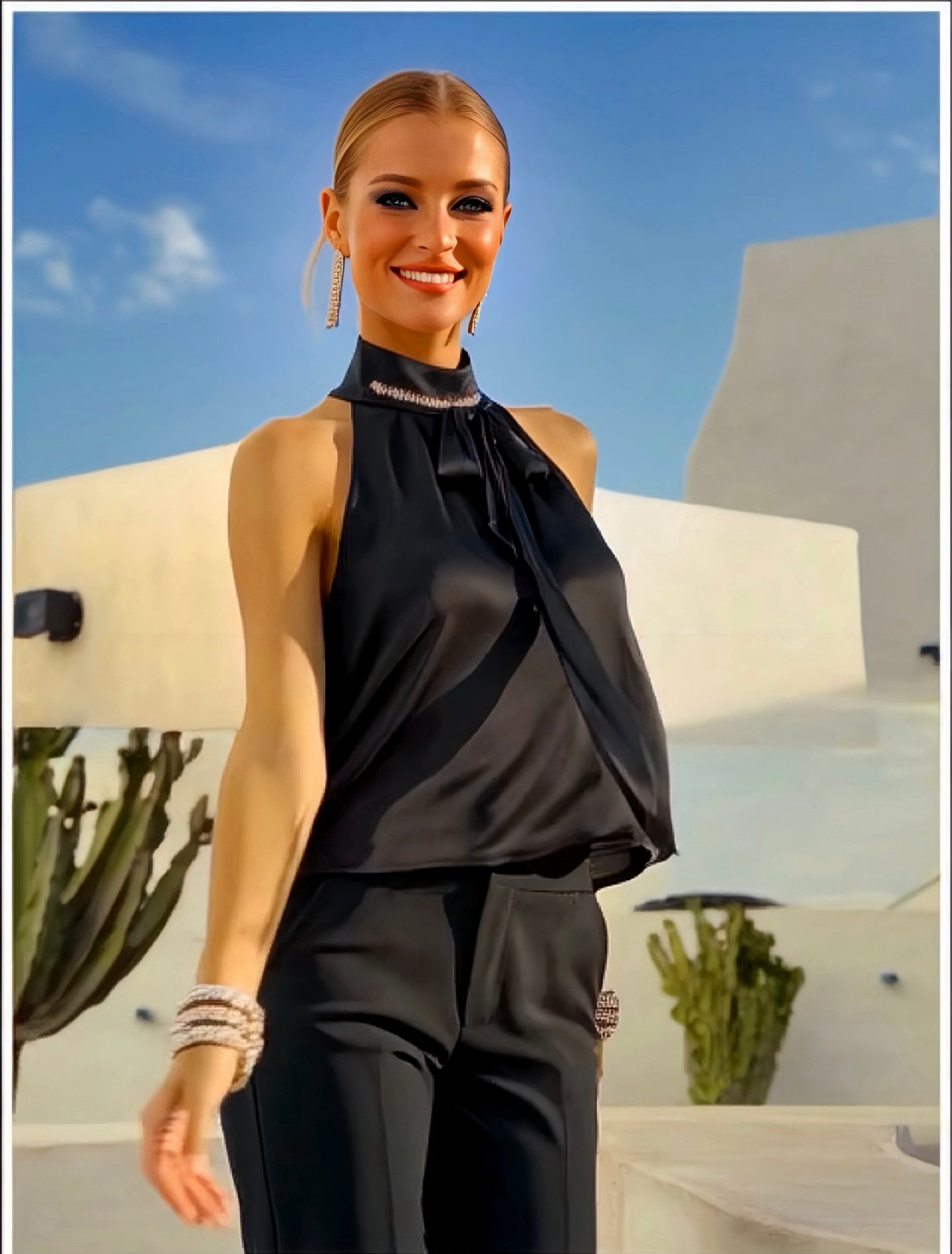 Top ⭐️ Anja silver rhinestone cotton lycra satin, size (34-46) video