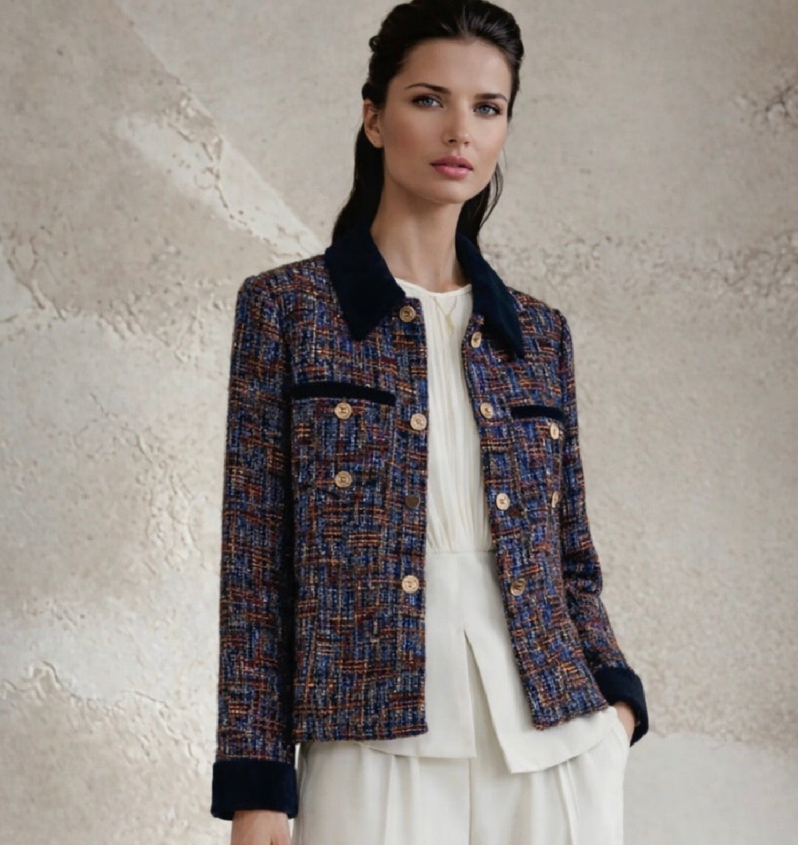 Chaqueta tweed terciopelo Berta, tallas  (36-48)