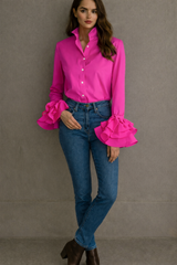 Camisa Flamenco de algodón, 5 colores, tallas (36-50) vídeo