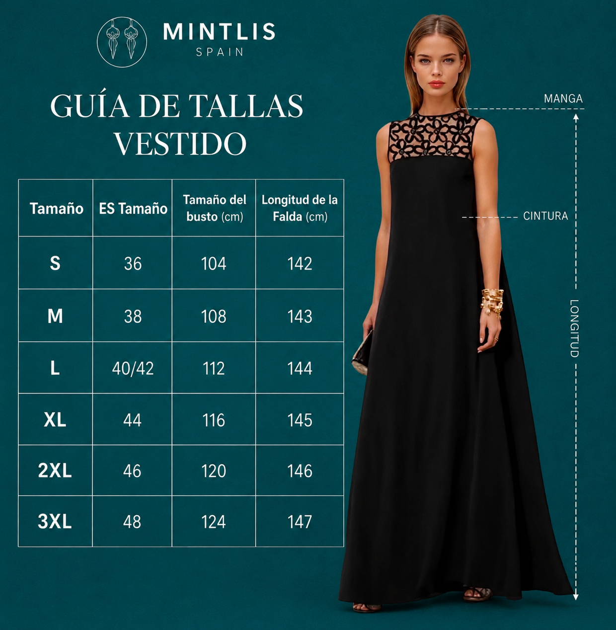 Vestido Cannes bordado y seda largo tallas (36-48)(vídeo)
