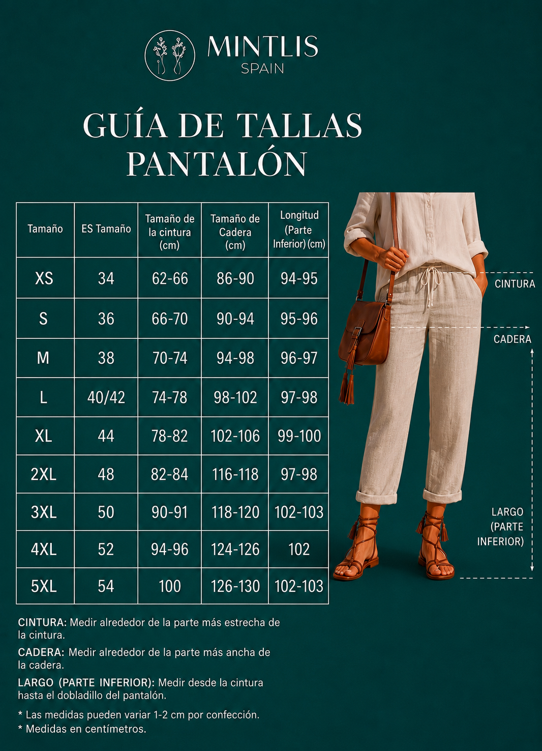 Pantalón Grecia de Lino largos y cintura elástica, 4 colores, tallas (35-54)