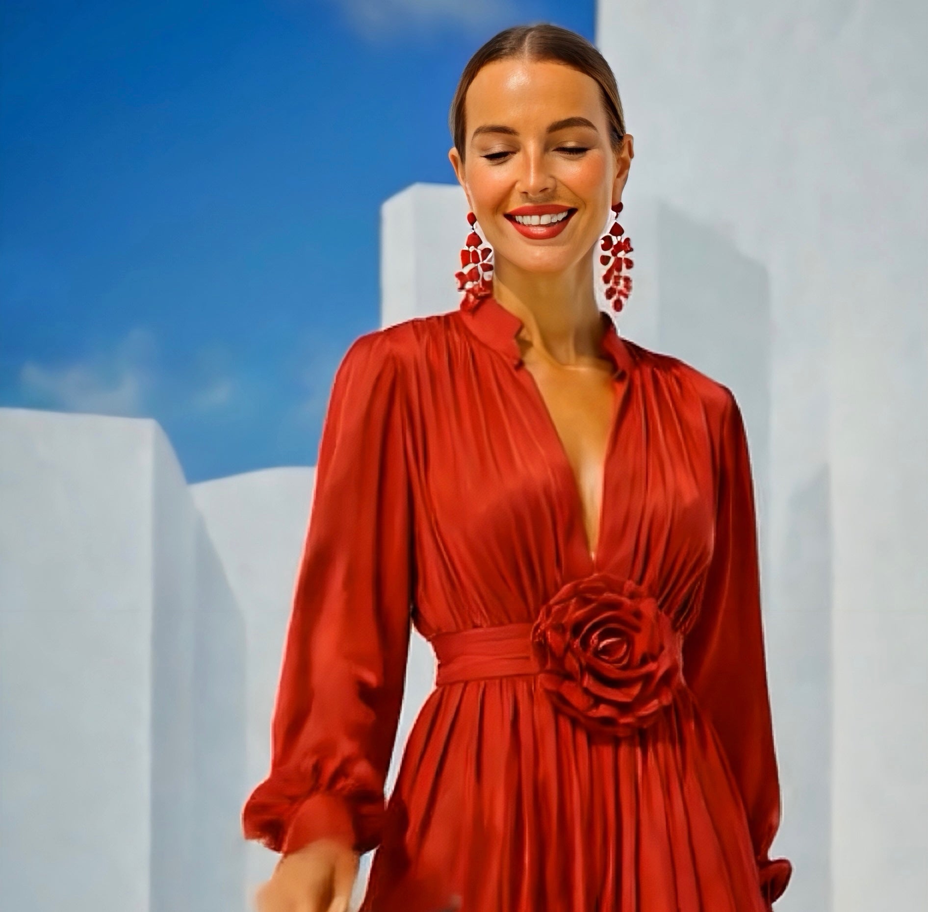 Vestido Rose chiffon gasa, 2 colores, tallas (36-46) vídeo
