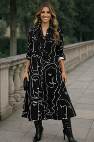 Vestido Marbella camisero con botones ocultos de algodón, 3 estampados,tallas (36-52)