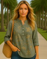 Clotilde long cotton linen shirt, sizes (36-50)
