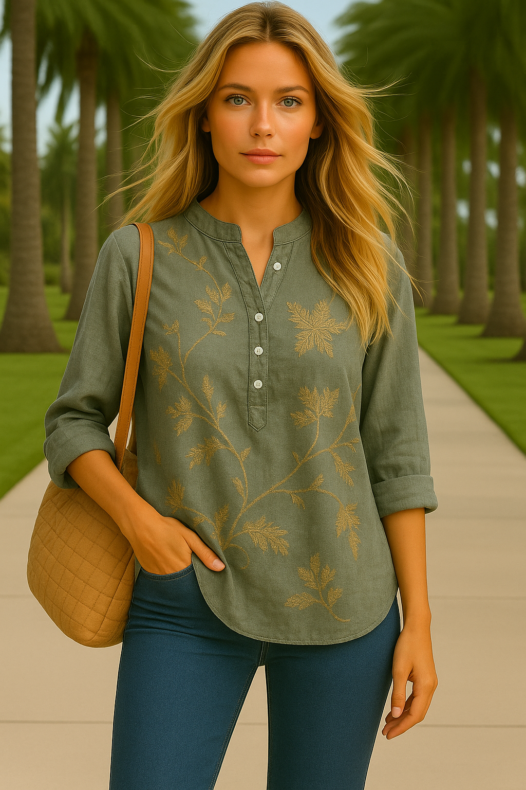 Camisa Clotilde de algodón lino larga, tallas (36-50)