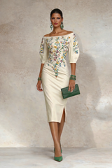 Vestido Marina flores estampado de algodón licra, tallas (36-46) (vídeo)