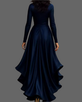 Vestido Hillary Satinado con fajín, tallas(36-46) 3 colores