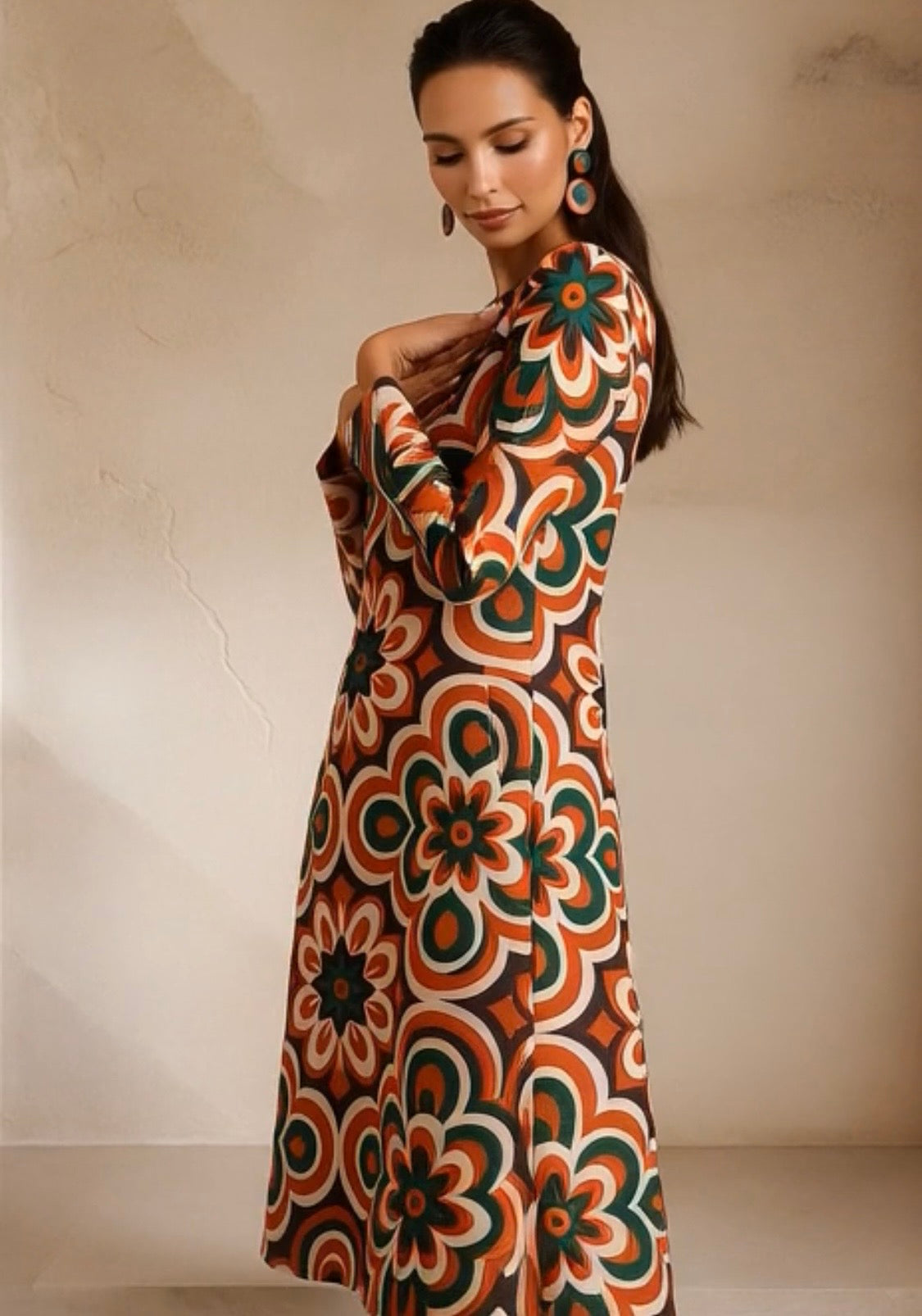 Vestido America MIDI algodón licra elastane sin arrugas estampado, tallas (36-50) quedan solo 39 unidades