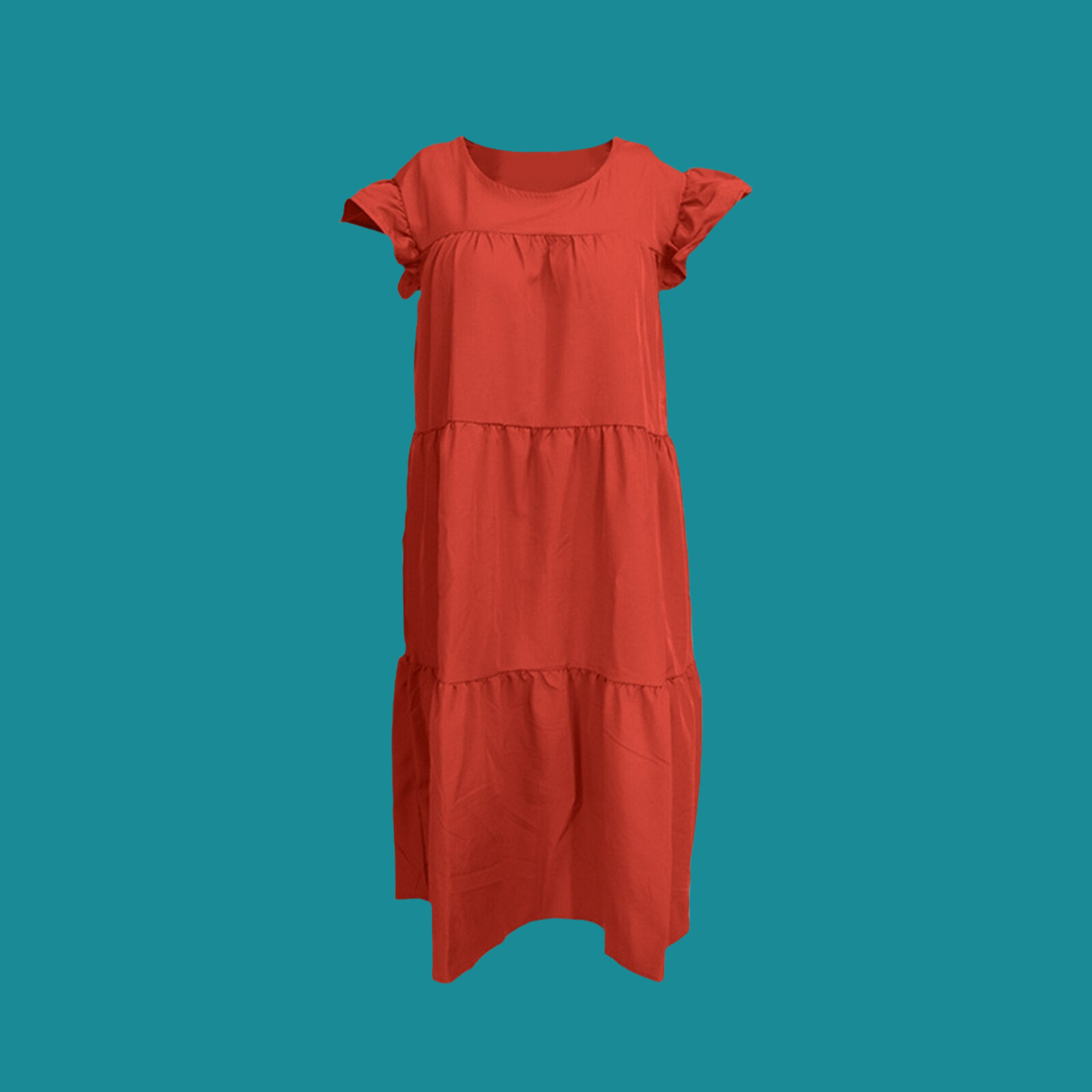 Agatha dress, cotton and polyester ruffles, 7 colors and 6 sizes