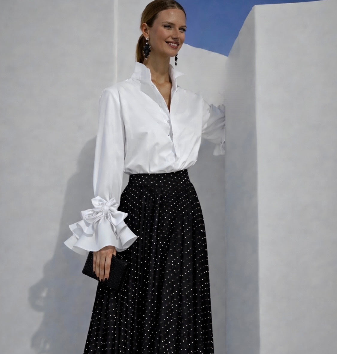 Polka dot chiffon fair skirt, elastic waist, one size (64cm to 110cm) video