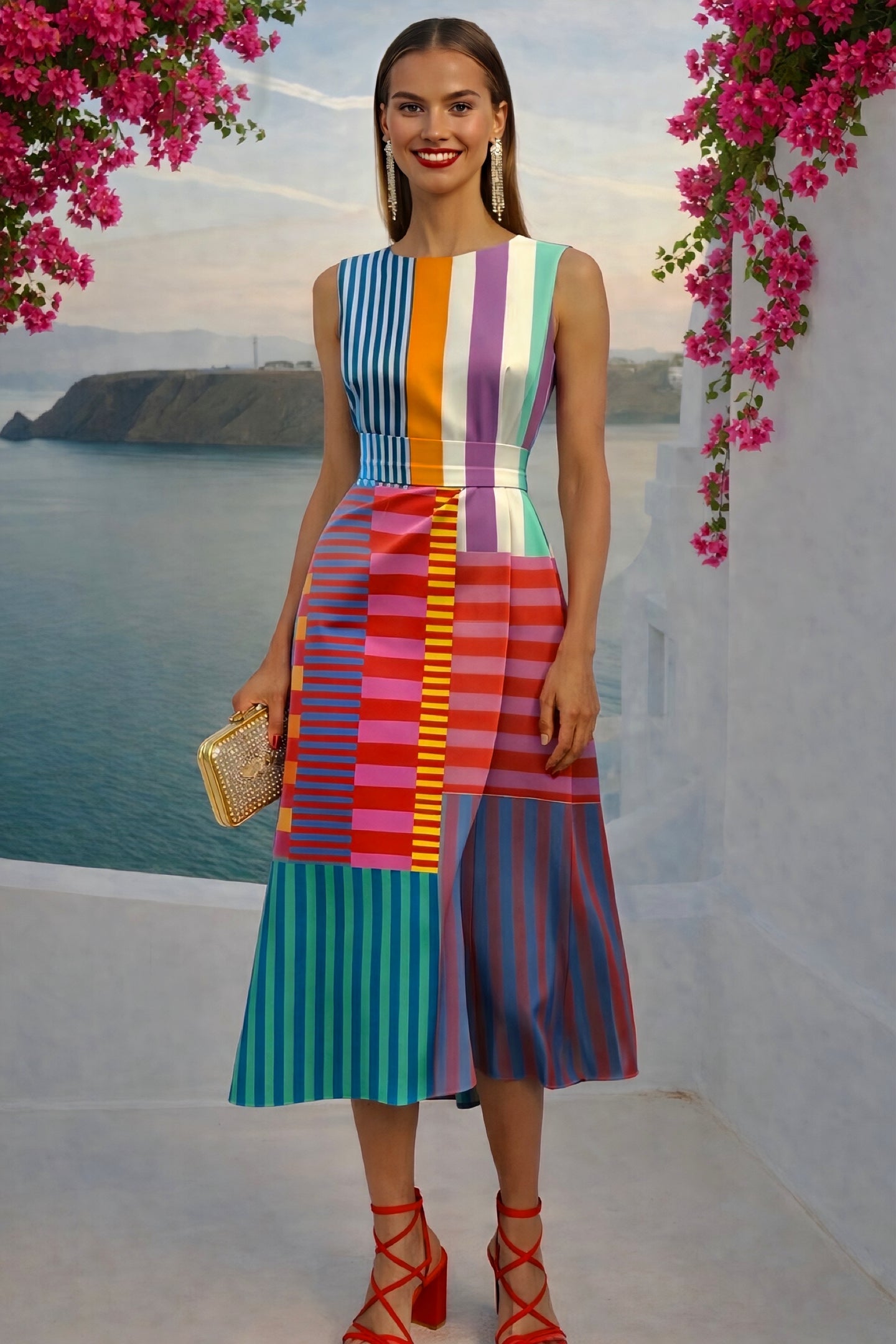 Vestido Marbella rayas punto de algodón licra, 2 estampados, tallas (36-48) (vídeo)