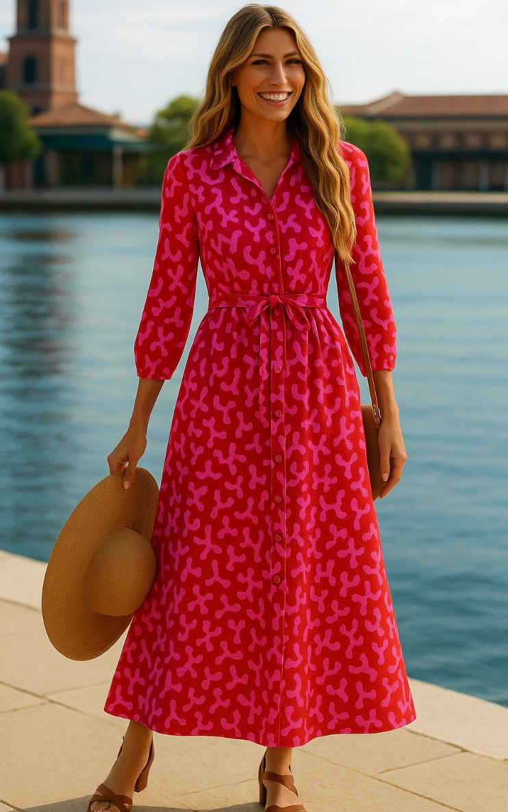 Mintlis mujer, algodón con fajín vestido Angie, 2 colores, tallas (36-48)