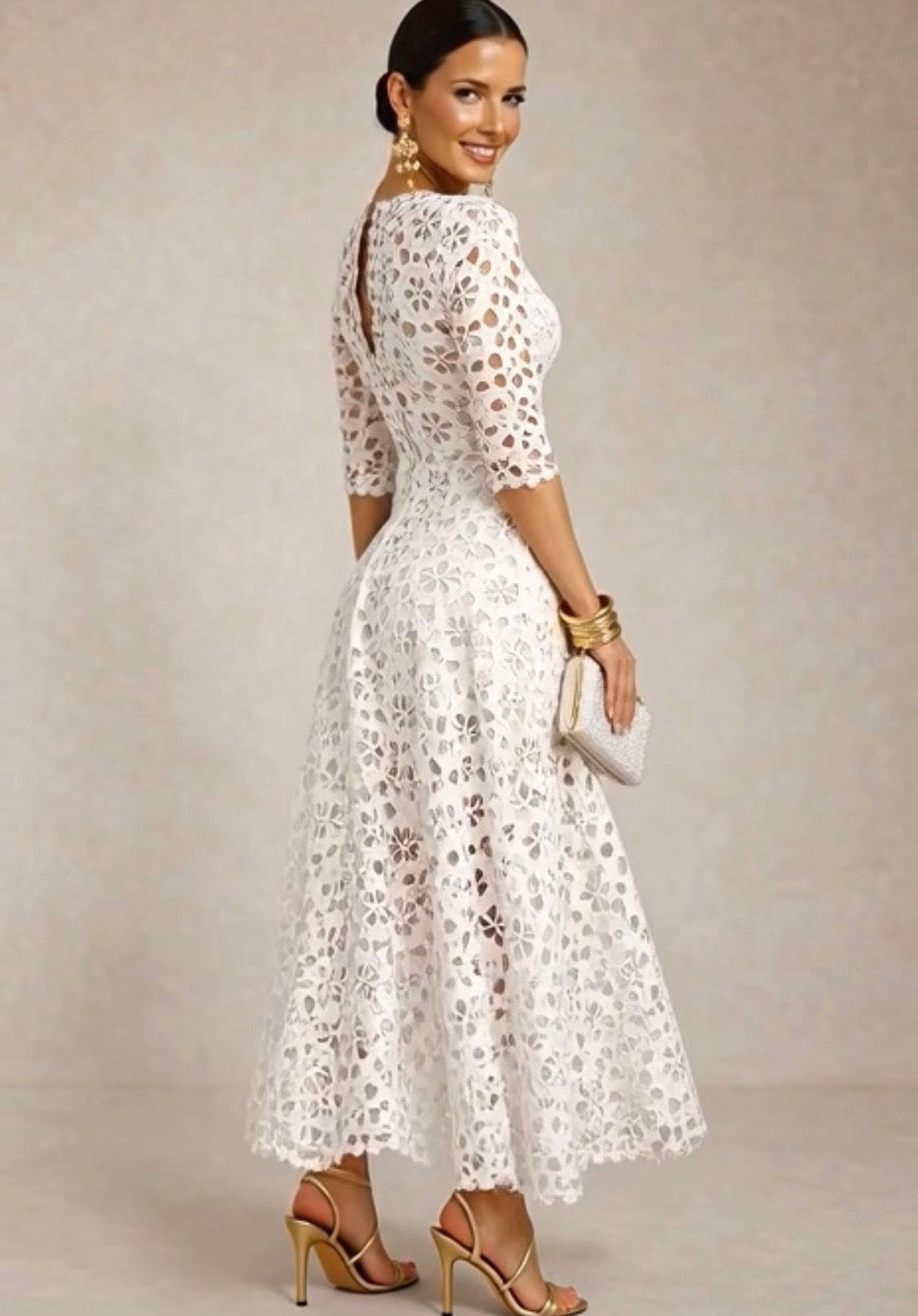 Vestido Amori bordado negro y blanco con forro, 2 colores tallas (34-48) video