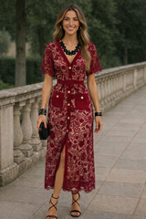 Vestido Julia camisero de encaje bordado y forro interior, 7 colores, tallas (36-46)