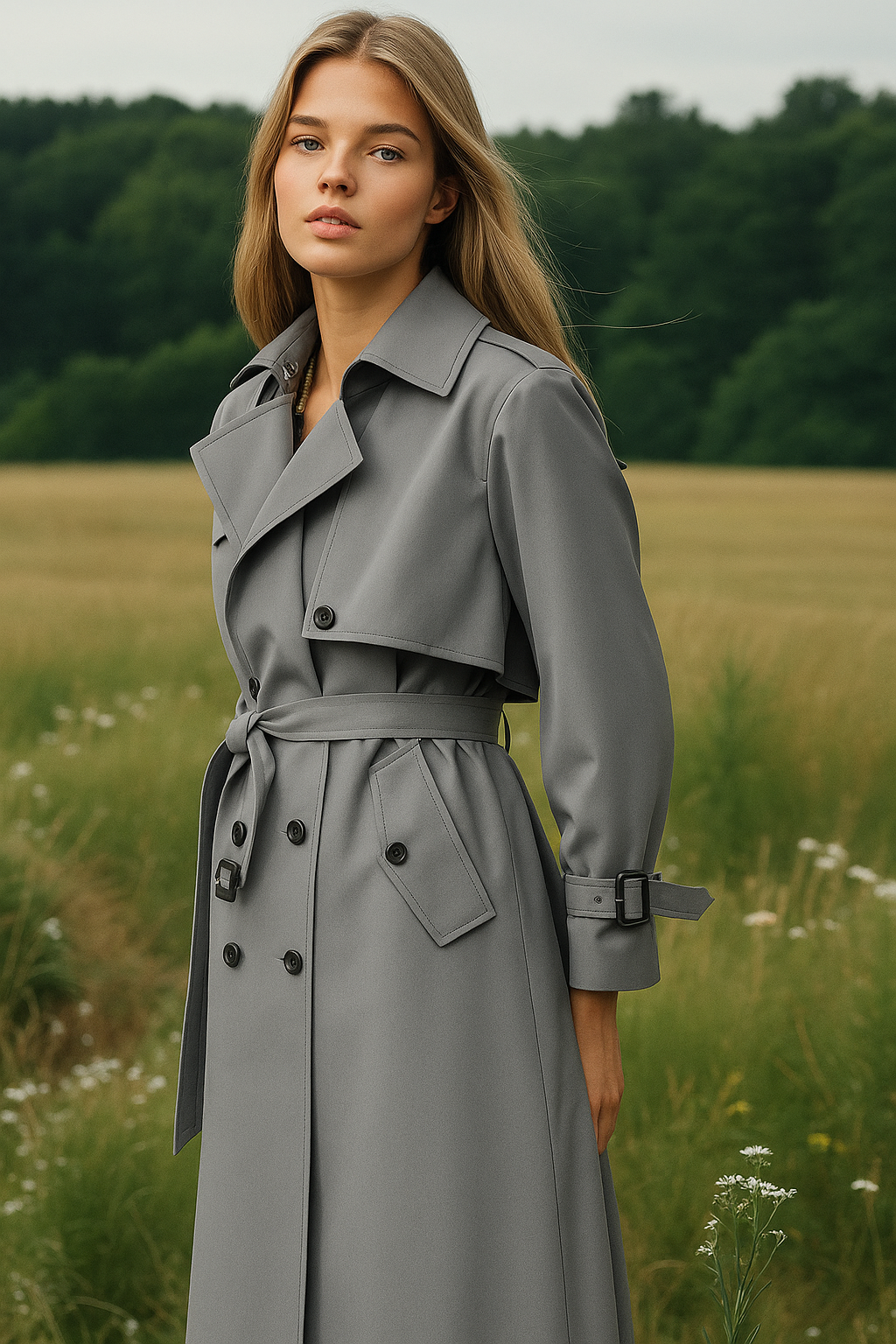 Gabardina London con forro interior y cinturón, 4 colores, tallas 36-46)