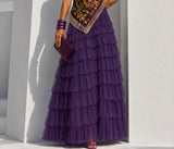 Falda Lisboa Tul suave con forro cintura elástica, 4 colores tallas única 64cm a 110cm