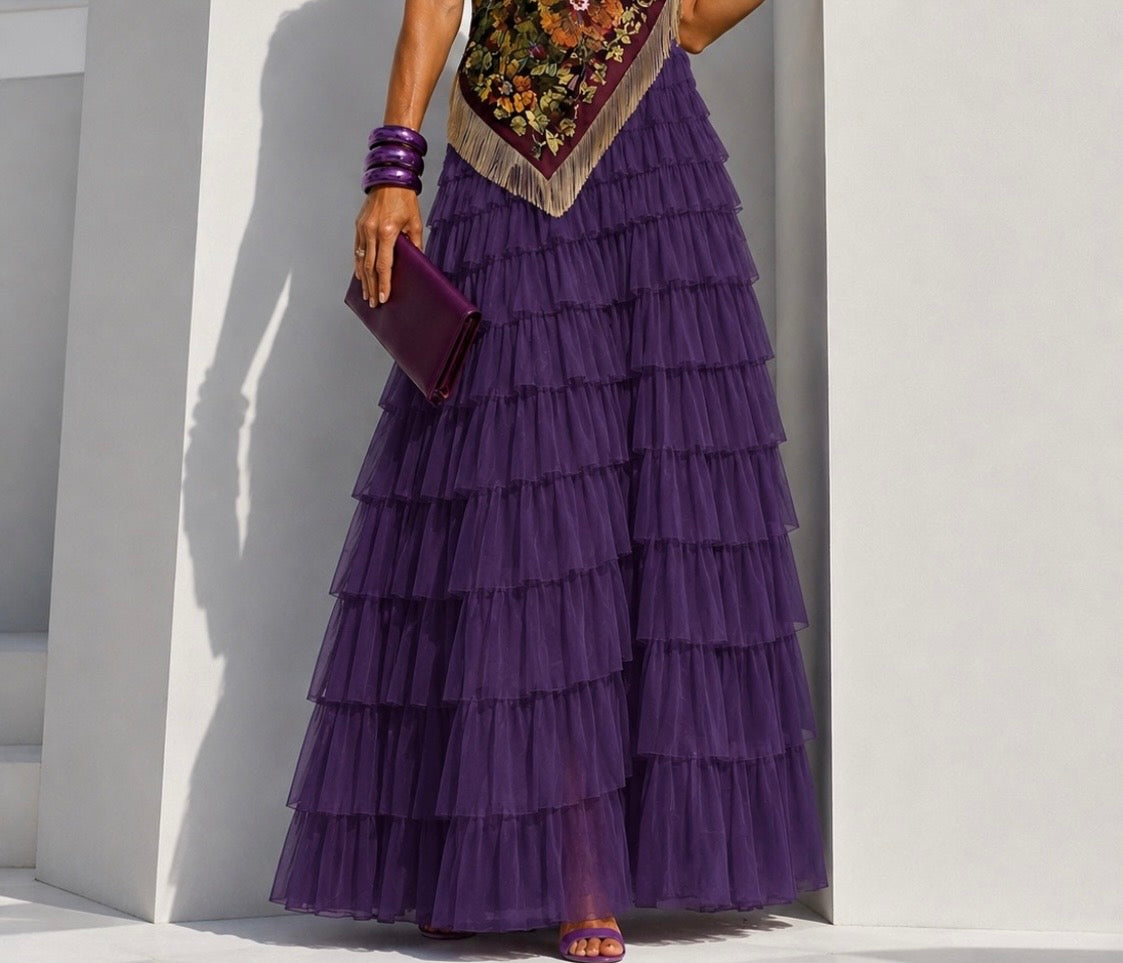 Falda Lisboa Tul suave con forro cintura elástica, 4 colores tallas única 64cm a 110cm