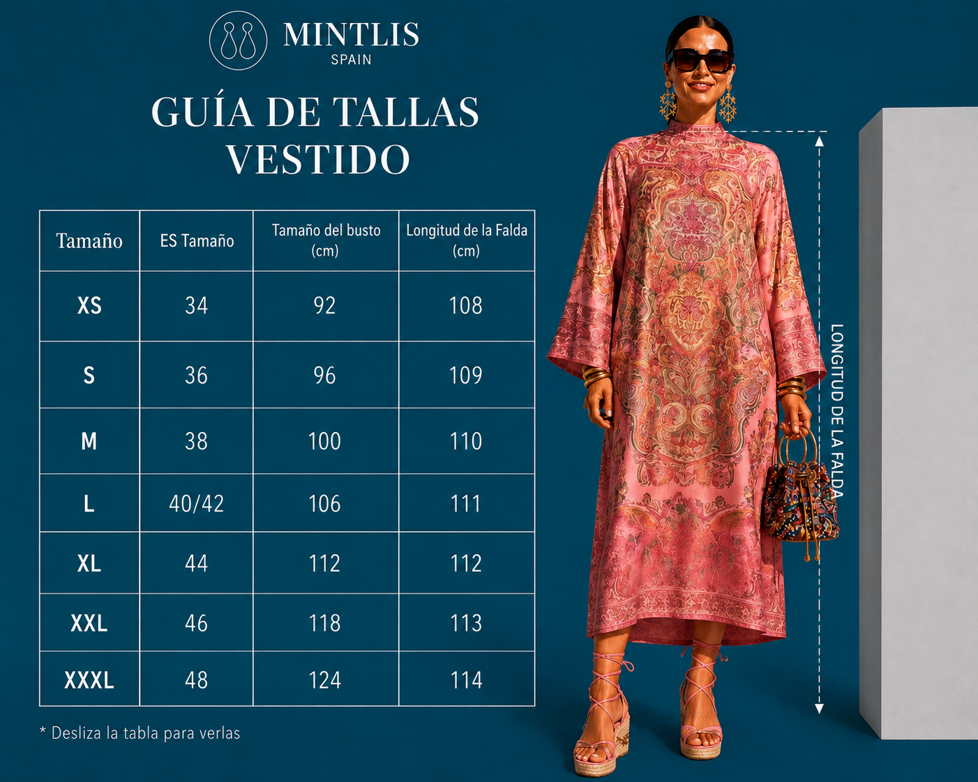 Vestido Yasmin cashemira gasa viscosa, tallas (34-50) vídeo