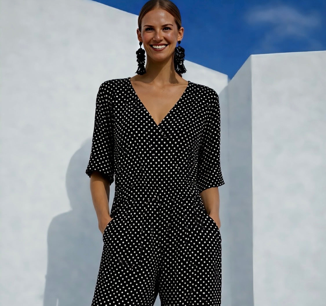 Mono ⭐️ Lolita lunares de viscosa gasa licra elastane bolsillos, tallas (36-50) video